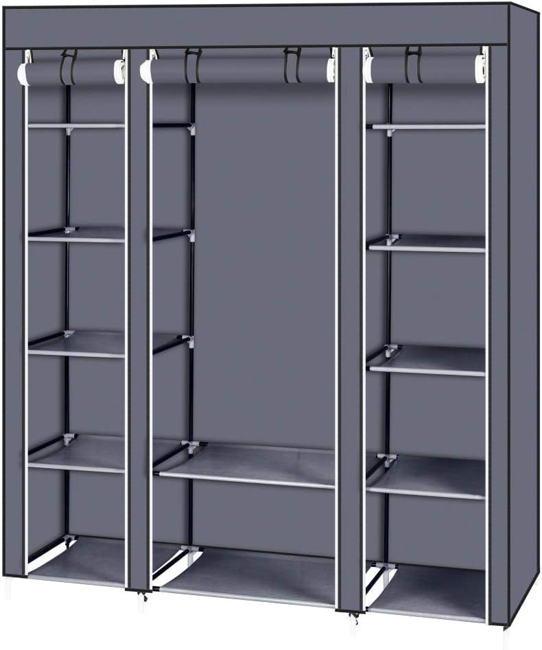 LEADZM Kleiderschrank, Faltschrank Stoffschrank Faltbare Garderobe Canvas mit Reissverschluss, Fäche