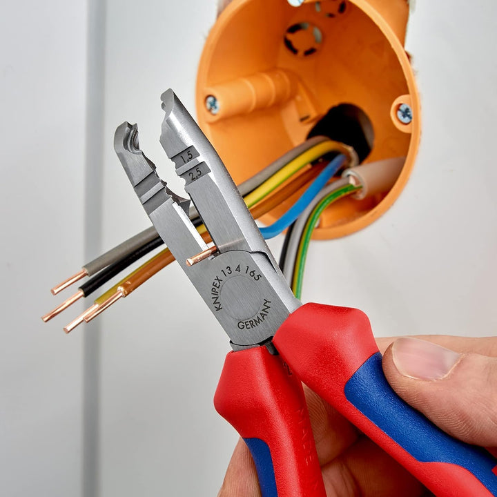 Knipex Abmantelungszange schwarz atramentiert, mit Mehrkomponenten-Hüllen 165 mm (SB-Karte/Blister)