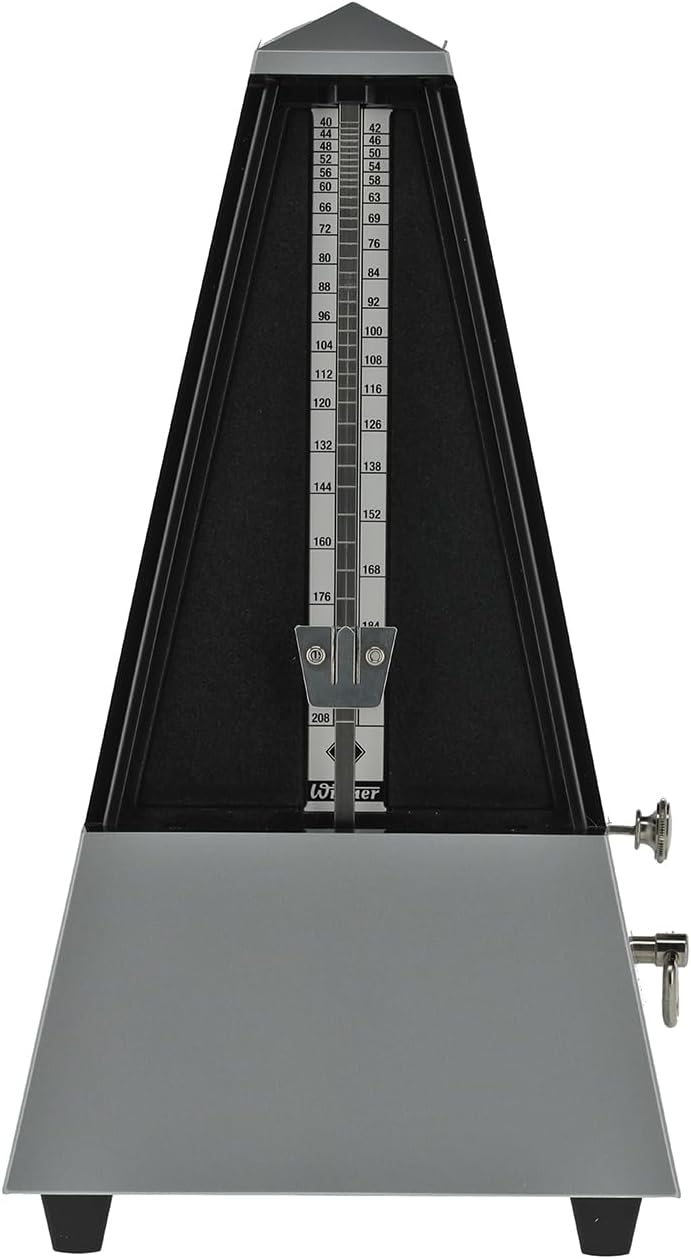 Wittner 903557 Taktell Pyramidenform Metronom Kunststoffgehäuse mit Glocke hellsilber-matt