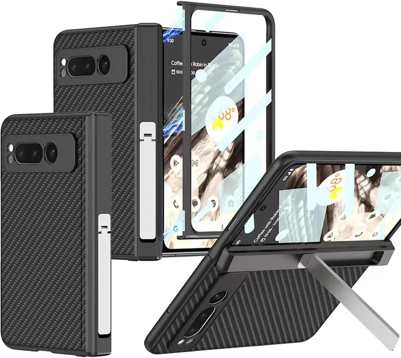 Miimall Lederhülle Kompatibel mit Google Pixel Fold Hülle mit Displayschutz, [Magnetischer Scharnier