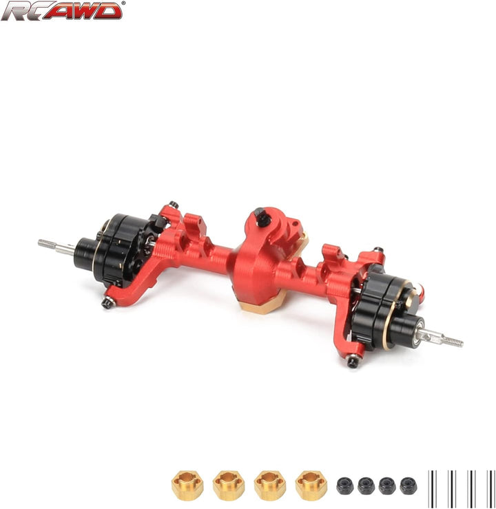 RCAWD Vorderachsengehäuse & Stahlgetriebe für Axial 1-24 SCX24 Crawlers Upgraded Teil (Rot), Rot