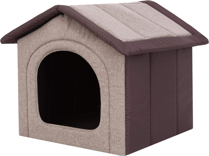 Hundehütte Hundehöhle Hundebett Hundehaus Katzenhöhle mittle L - 52x46 cm Cappuccino mit braun L - 5