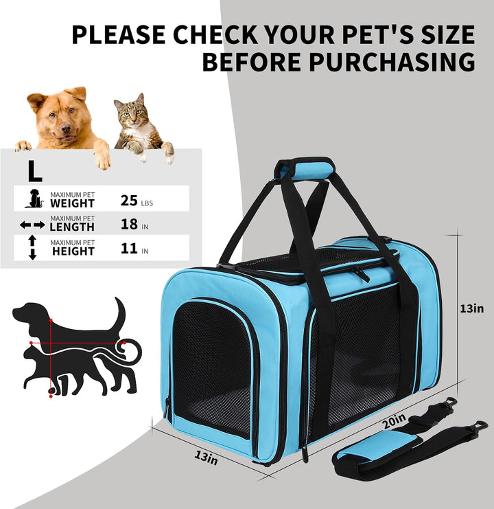 Transportbox für Katzen, weich, Grösse M, Blau 17.0"L x 11.0"W x 11.0"H Blau, 17.0"L x 11.0"W x 11.0