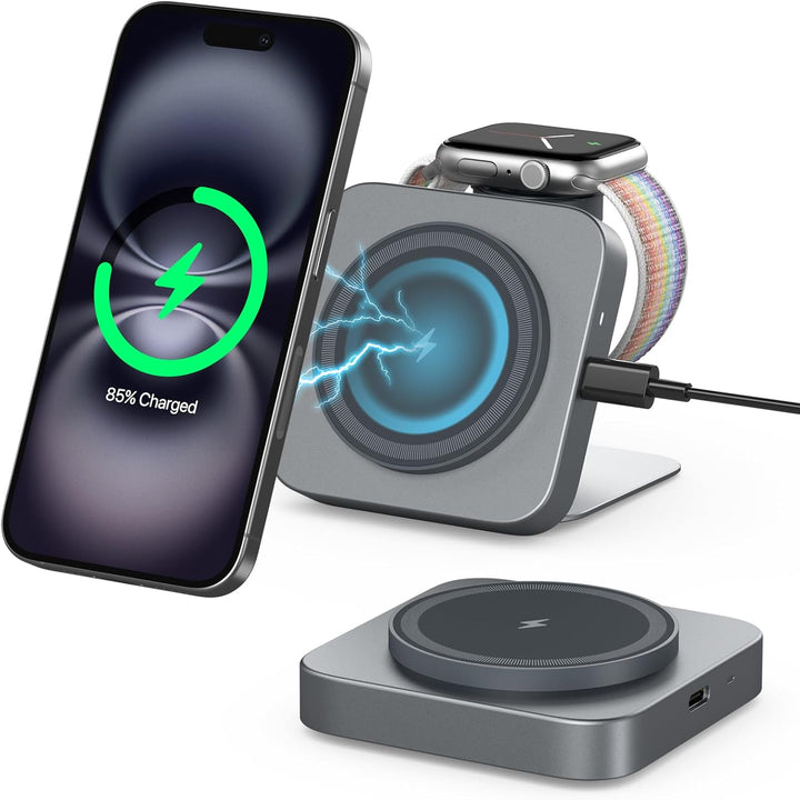 Mag-Safe Ladestation,Tragbares Ladegerät für Apple Watch und iPhone, induktive Ladestation Reisen ko
