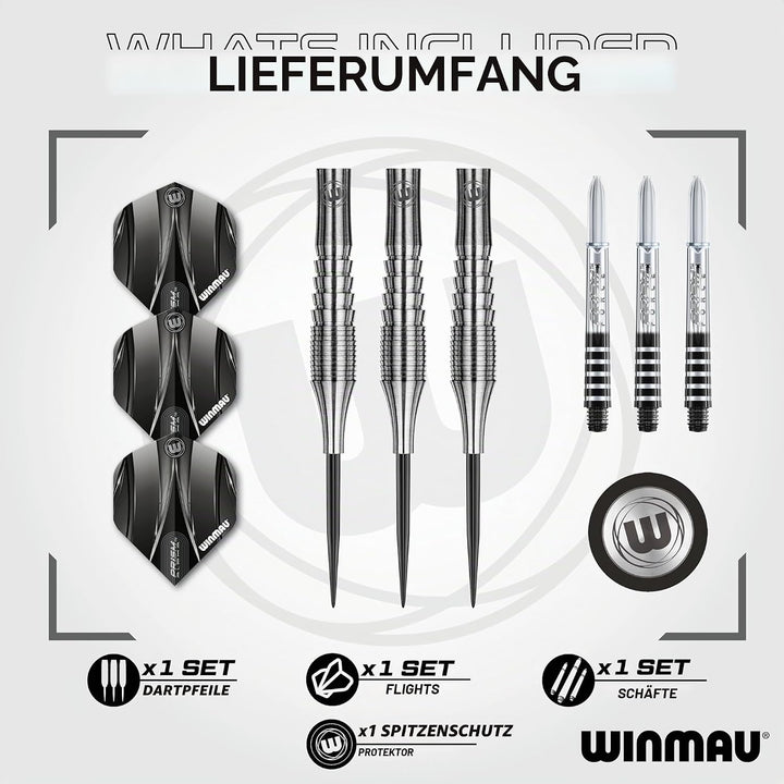 WINMAU Sniper 23 Gramm Professionelles Wolfram-Dart-Set mit Flights und Schäften (Shafts)