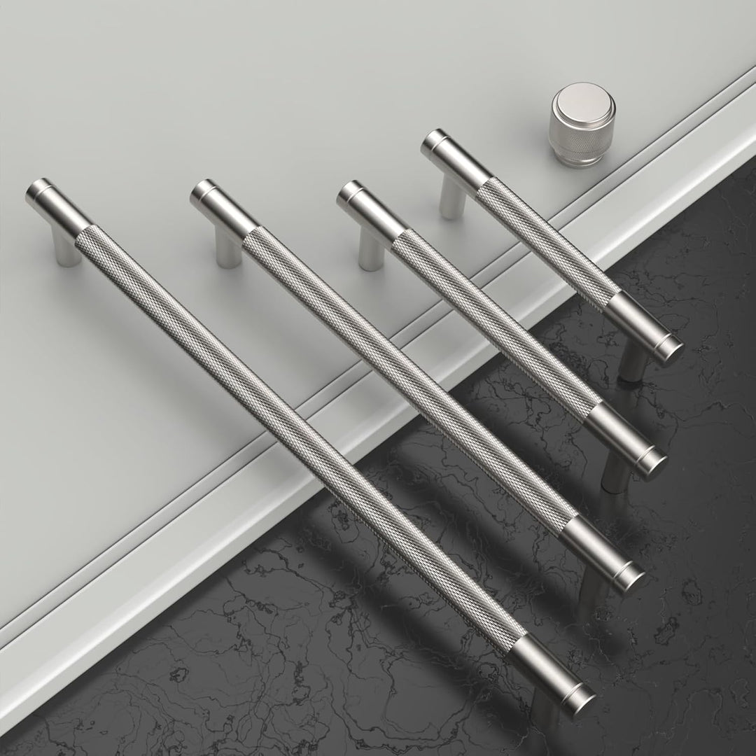 9BUILD 10 Stück Schrankgriffe Gebürsteter Nickel Lochabstand 192mm Griffe für Küchenschränke Gerände