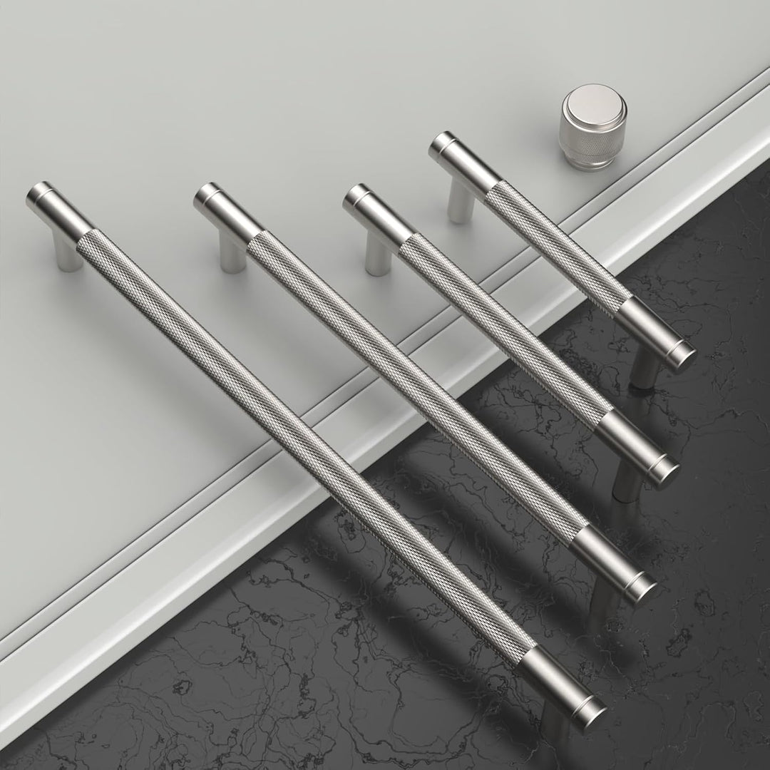 Amerdeco 10 Stück Gebürsteter Nickel Schrankgriffe 96mm Lochabstand, Aluminium Griffe für Küchenschr
