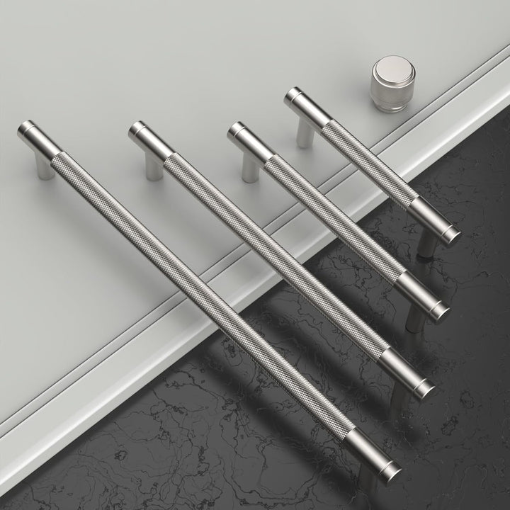 Amerdeco 10 Stück Gebürsteter Nickel Schrankgriffe 96mm Lochabstand, Aluminium Griffe für Küchenschr