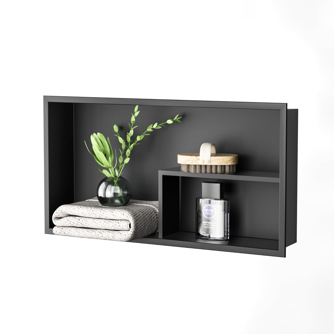 Duschnische 304 Edelstahl Wandnische Schwarz mit Ablage 60cm × 30cm × 10cm Nische Dusche für Wand Ba