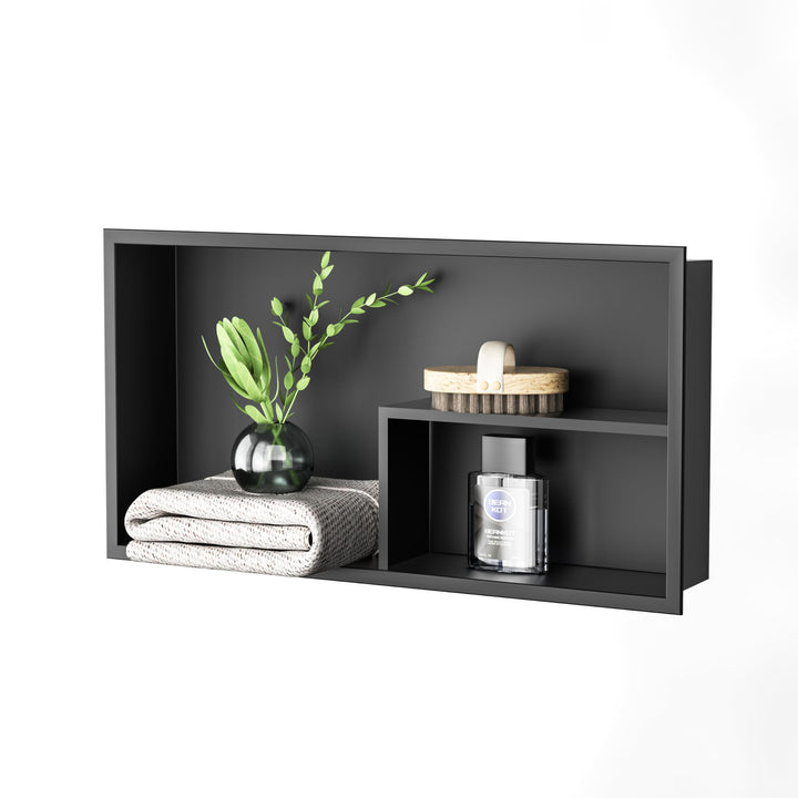 Duschnische 304 Edelstahl Wandnische Schwarz mit Ablage 60cm × 30cm × 10cm Nische Dusche für Wand Ba