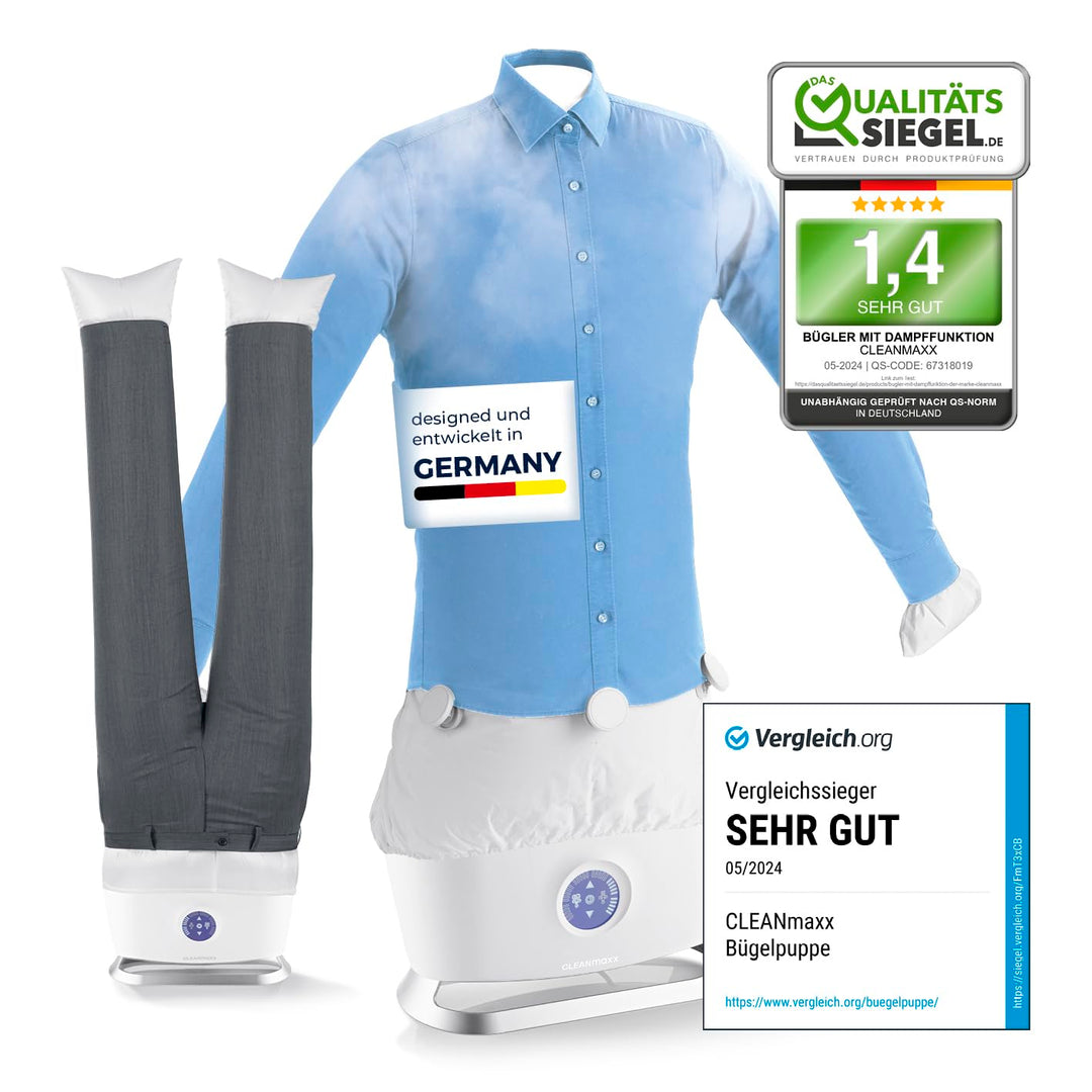 CLEANmaxx automatischer Hemdenbügler mit Dampffunktion inklusive Hosenaufsatz | Innovativer Bügler f