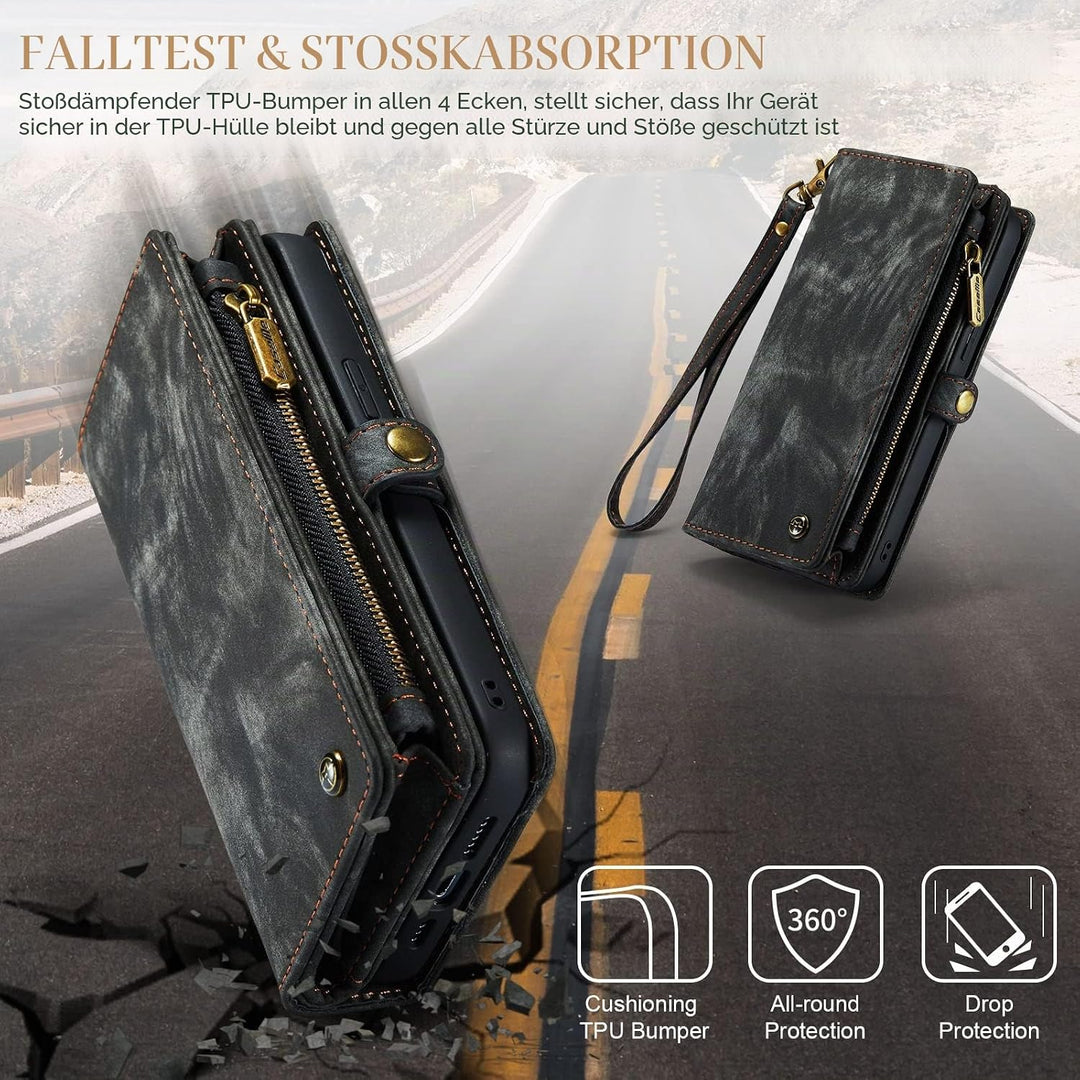 UFinetech iPhone 14 Pro Max Hülle, Flip Leder TPU Stossfest Kartenfach Tasche Handyhülle iPhone 14 P