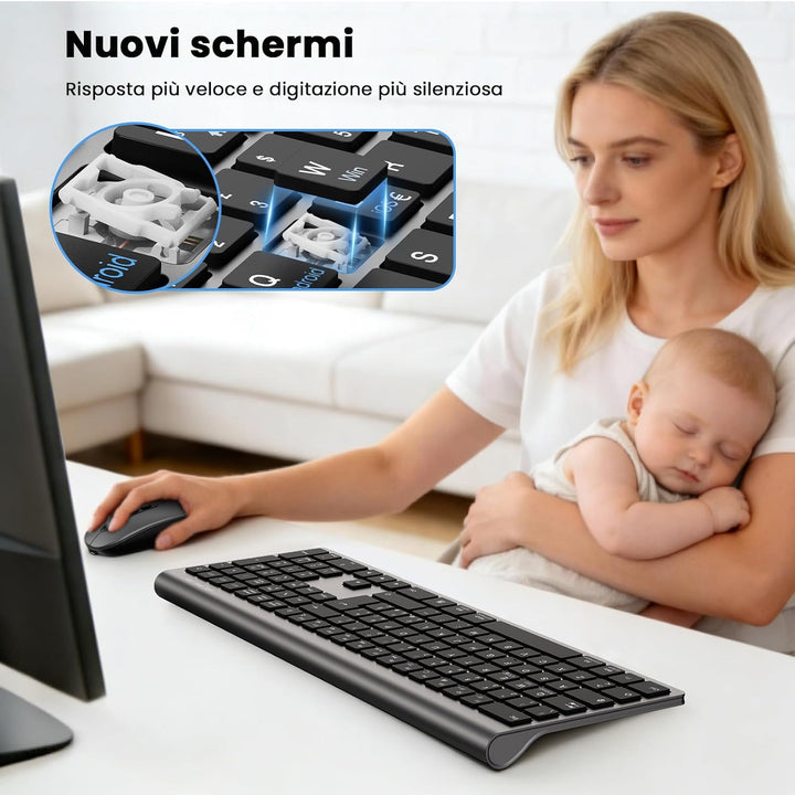cimetech Kabellose Bluetooth-Tastatur und Maus für MacBook Air/MacBook Pro/Mac, italienisches QWERTY