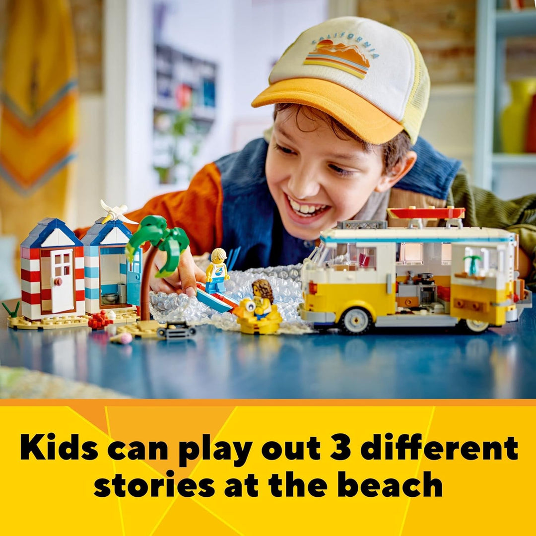 LEGO Creator 3 in 1 Bausatz für Wohnmobil Eisdiele Strandhaus, tolles Geschenk für Surfer, Jungen un