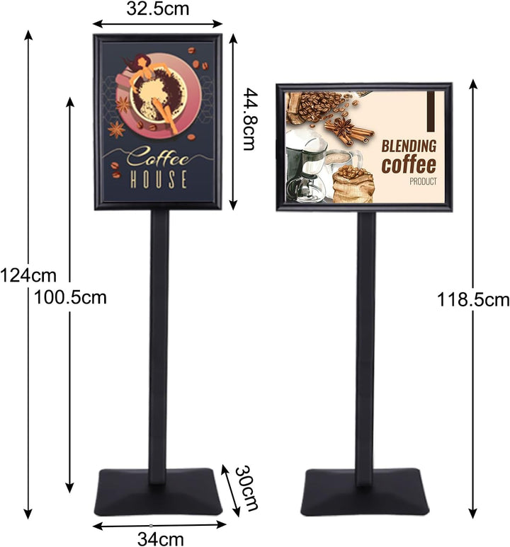 RayLove Infoständer DIN A3 für Plakate mit 297 * 420 mm. Stahl-Schildhalter,Schwarz PREMIUM Design I