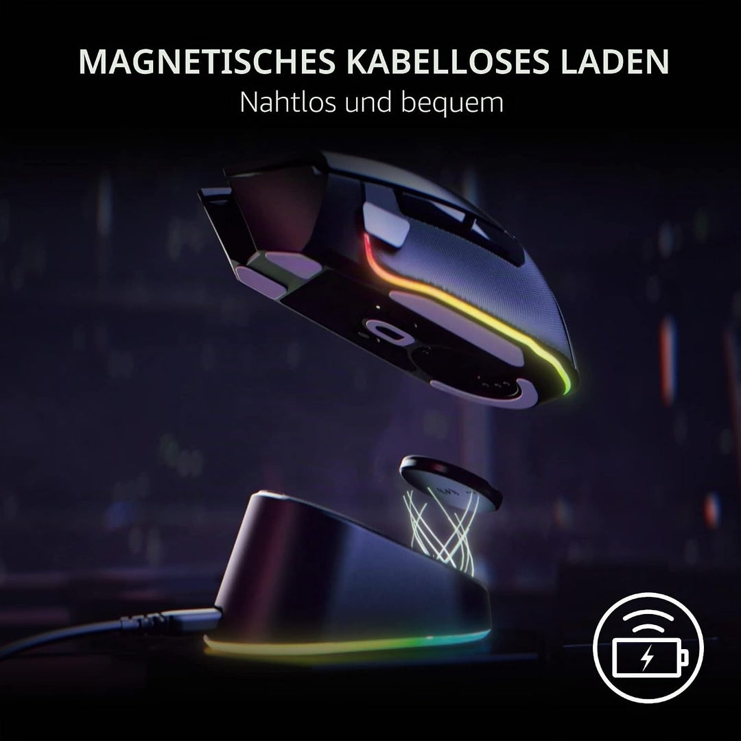 Razer Mouse Dock Pro mit kabellosem Ladepuck: magnetisches kabelloses Laden - Integrierter HyperPoll
