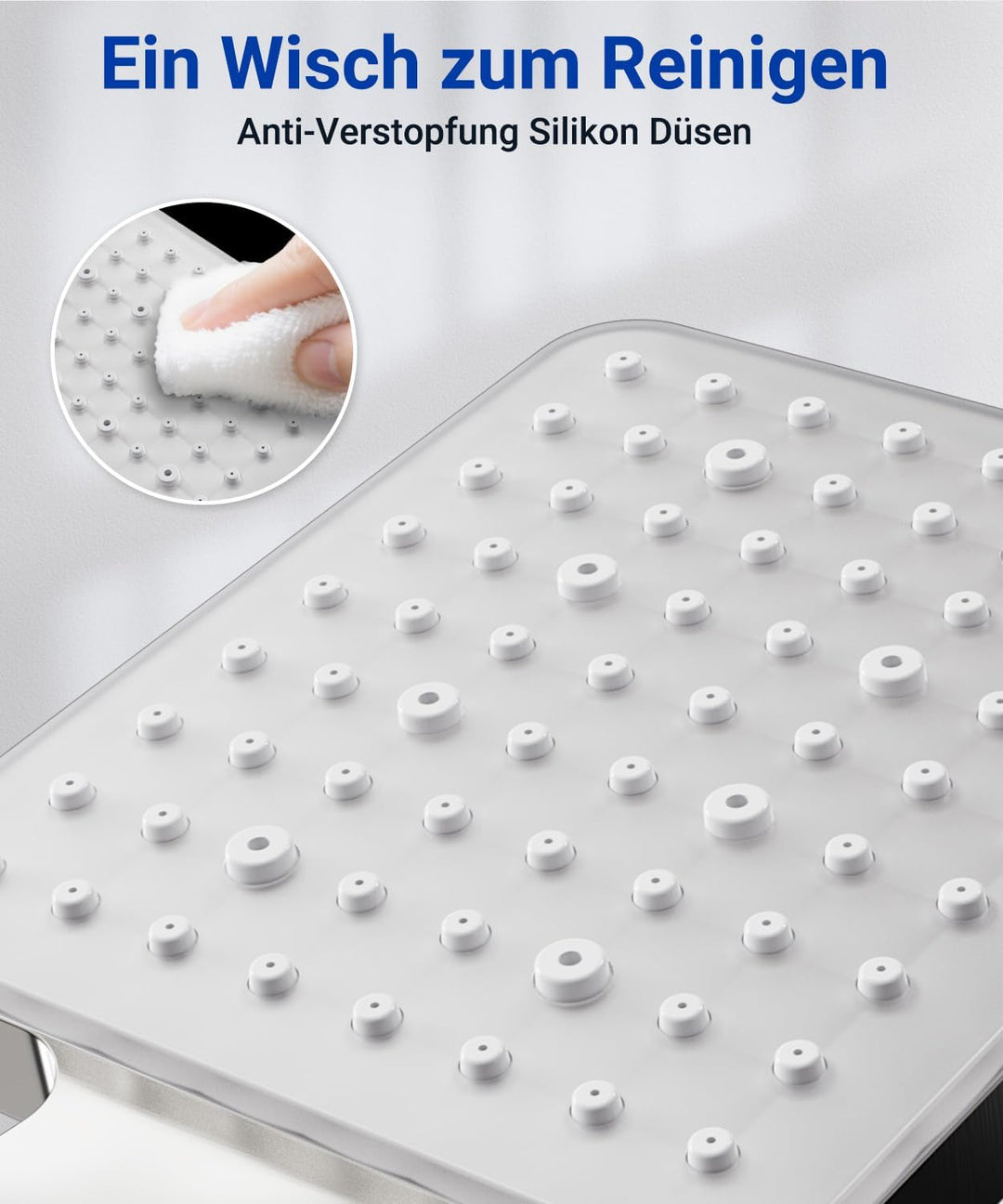 Newentor Duschkopf [TESTSIEGER], Eckig Duschkopf Hochdruck Duschbrause Handbrause mit 6 Strahlarten,