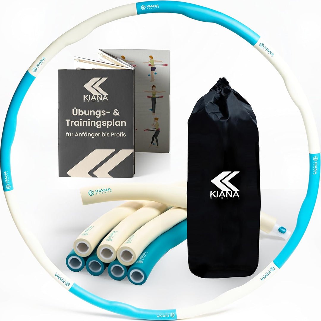 KIANA SPORTS® Hula Hoop Reifen Erwachsene inkl. Tasche und Übungsplan [1,2 kg] - Stabiler Hoola Hoop