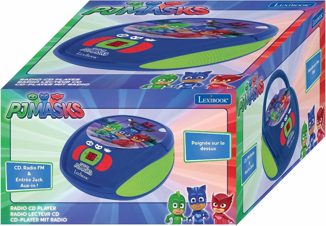 Lexibook PJMAsks Boombox CD-Player, AUX-Eingangsbuchse, AC-Betrieb oder Batterie, Blau/Schwarz, RCD1