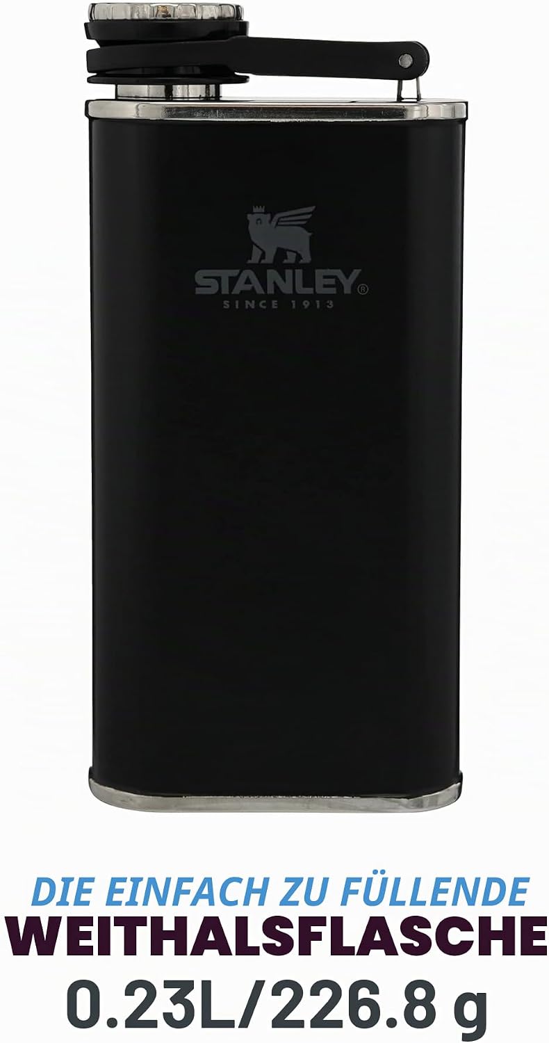 Stanley Classic Wide Mouth Flask 236 ml mit Never-Lose Kappe - Edelstahl Flachmann mit Weiter Öffnun