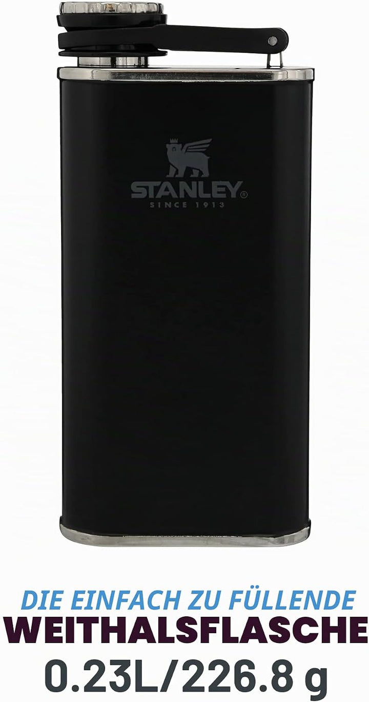 Stanley Classic Wide Mouth Flask 236 ml mit Never-Lose Kappe - Edelstahl Flachmann mit Weiter Öffnun