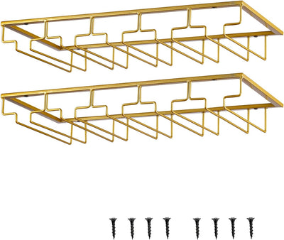 YunNasi 2 Stück 5 Reihige Weinglashalter Gläserhalter aus Metall Gläserschiene Halter Unter Schrank