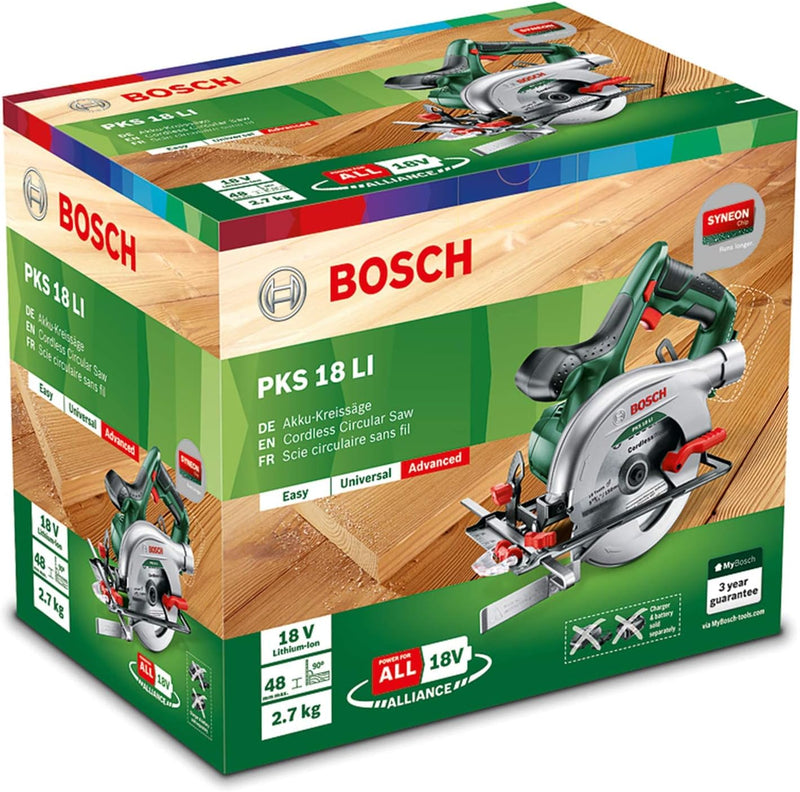 Bosch Akku Handkreissäge PKS 18 LI (ohne Akku, 18 volt System, im Karton) Kreissäge (Ohne