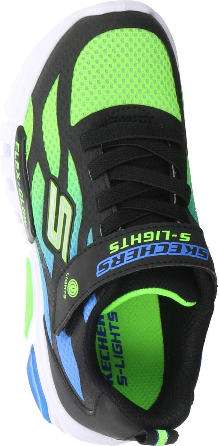 Skechers Jungen Flex-glow Dezlom Sneaker 28 EU Black Synthetic Textile Blue Lime Trim, 28 EU Black S