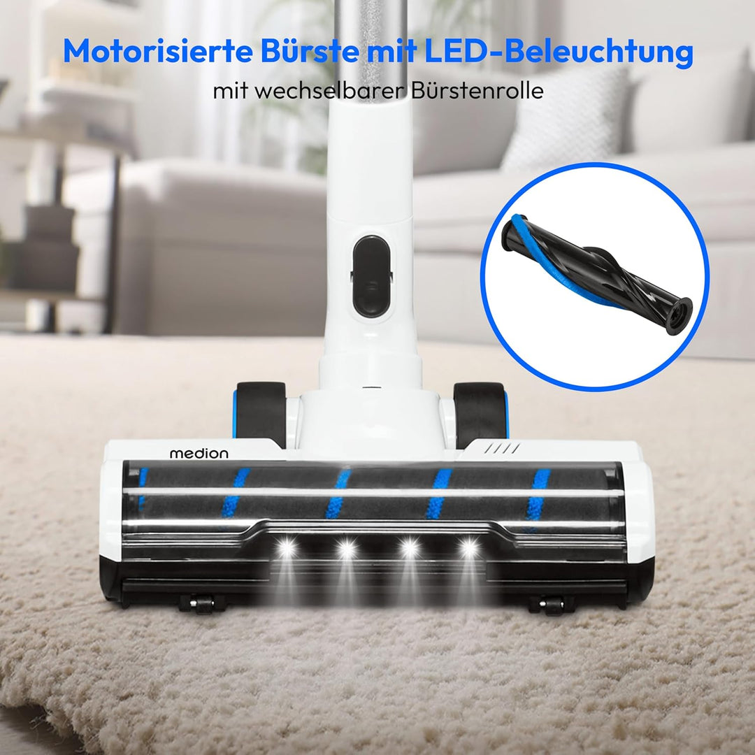 MEDION P400 W Stabstaubsauger mit Wischfunktion (kabellos, beutellos, Zyklon-Technologie, 400 Watt,