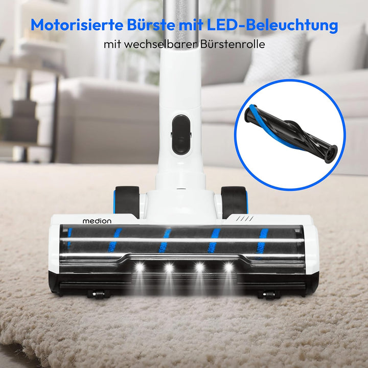 MEDION P400 W Stabstaubsauger mit Wischfunktion (kabellos, beutellos, Zyklon-Technologie, 400 Watt,