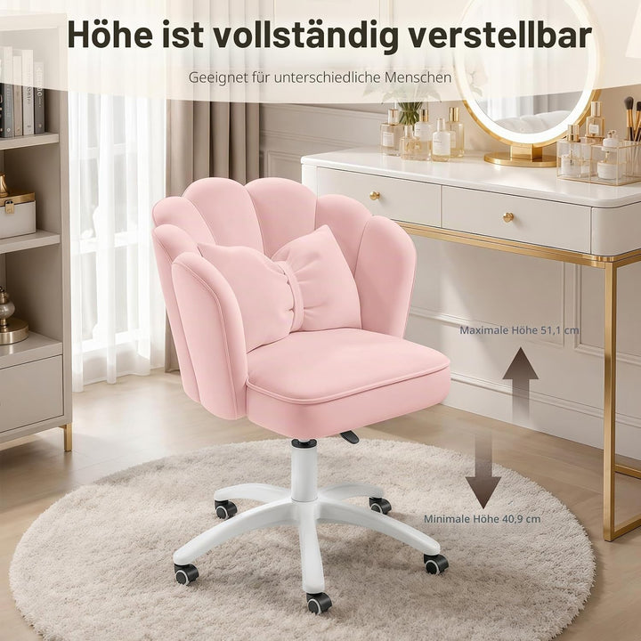 Vanity Sessel Velvet Petal Schreibtischstuhl - Moderner Polstersessel mit Rückenlehne und Steppung,