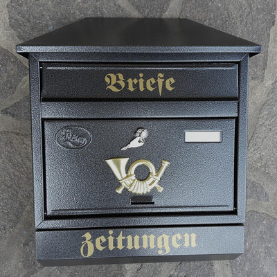 Naturholz-Schreinermeister Grosser Briefkasten/Postkasten XXL Anthrazit mit Zeitungsrolle und Montag