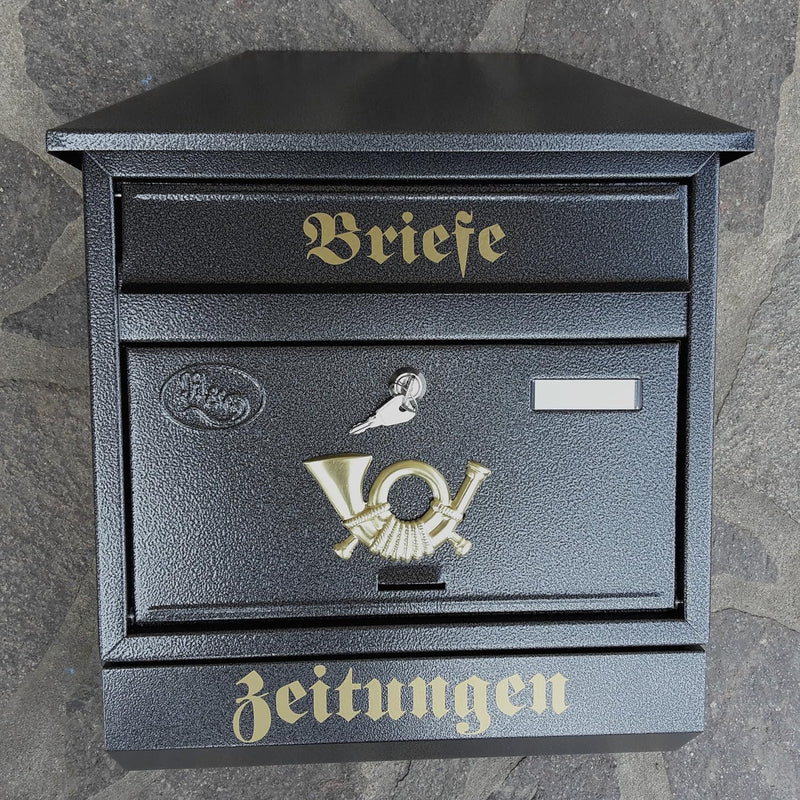 Naturholz-Schreinermeister Grosser Briefkasten/Postkasten XXL Anthrazit mit Zeitungsrolle und Montag