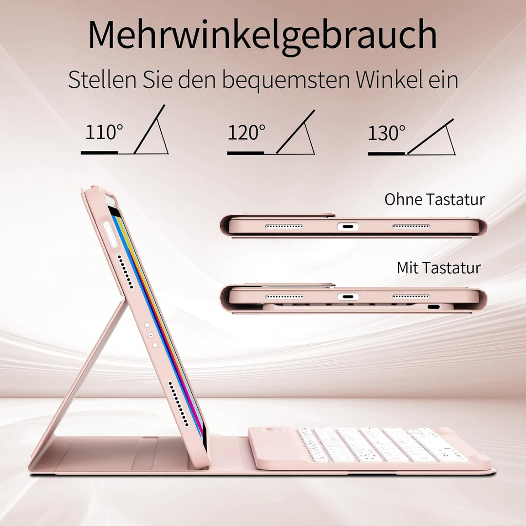 Hülle mit Tastatur für iPad A16 11. Generation 2025, iPad 10. Generation 2022 10,9 Zoll, Abnehmbarer