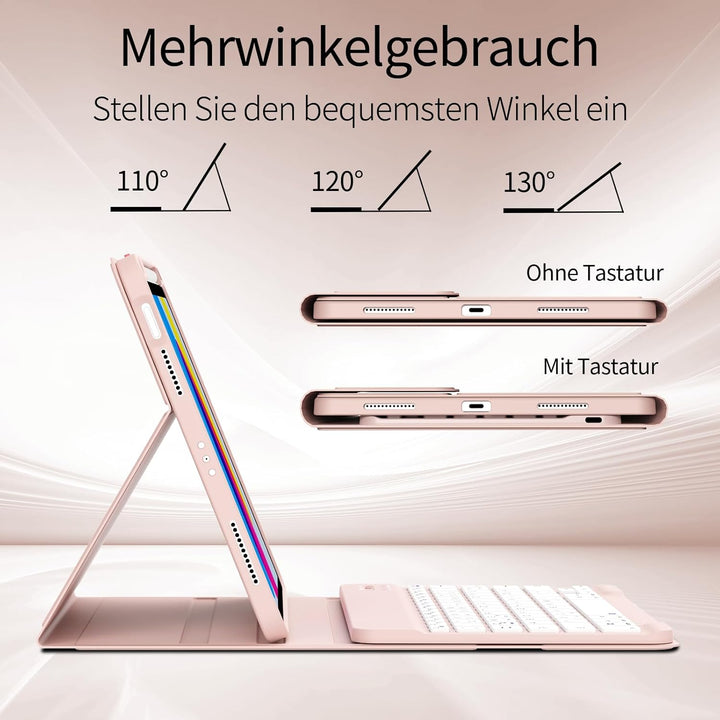 Hülle mit Tastatur für iPad A16 11. Generation 2025, iPad 10. Generation 2022 10,9 Zoll, Abnehmbarer