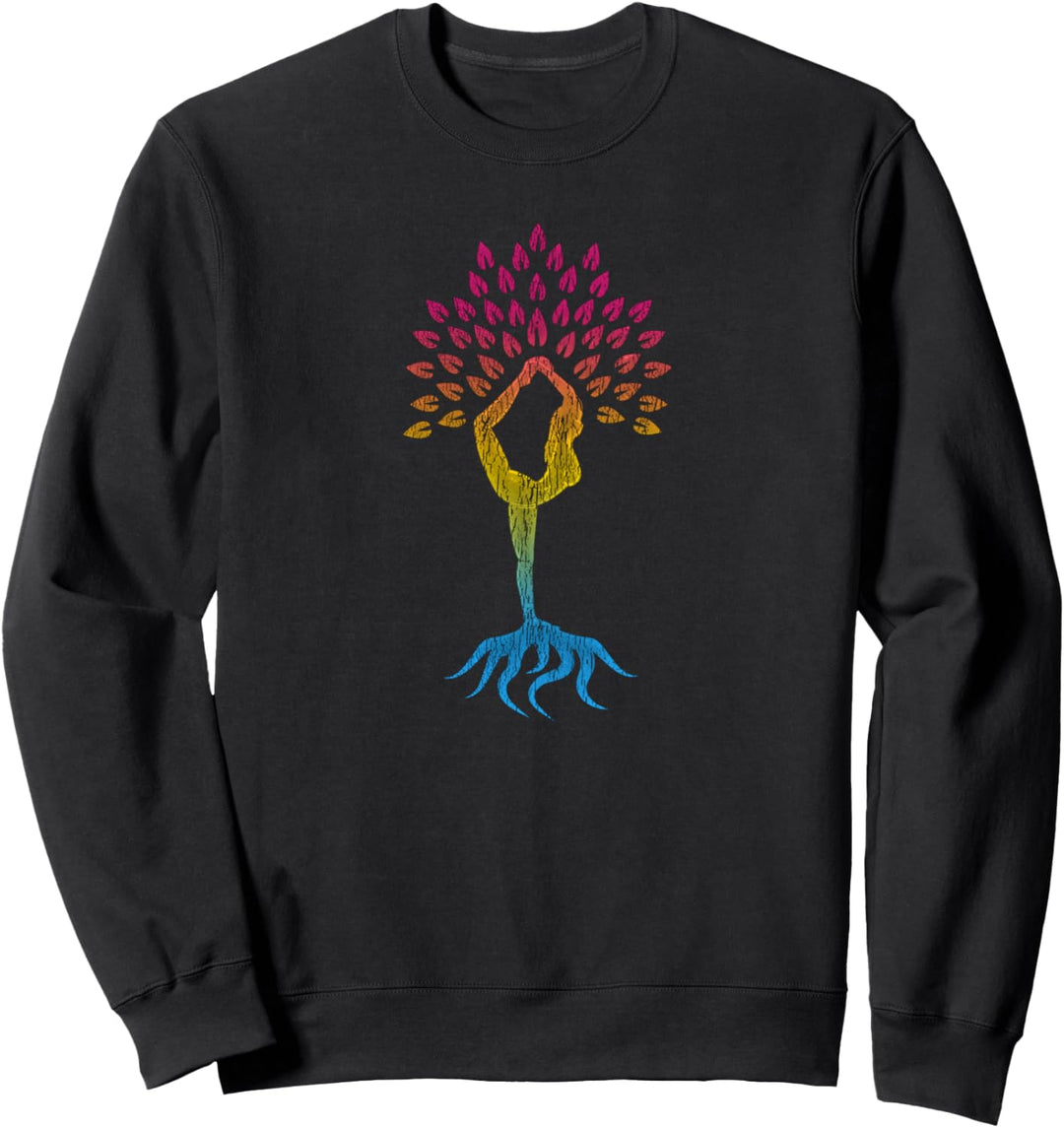 Beunruhigter Pansexual Spiritueller Pan Pride Boho Yoga Baum Sweatshirt