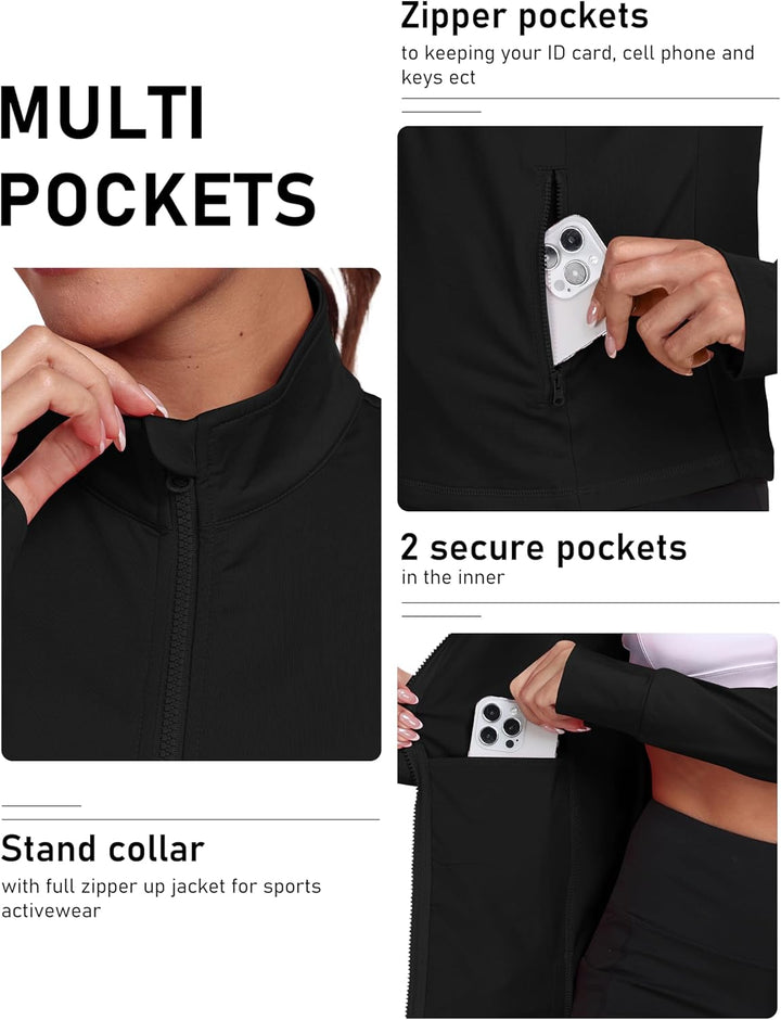 MoFiz Sportjacke Damen Leicht Trainingsjacke Mikrofleece Sweatjacke Wandershirt mit Reissverschluss