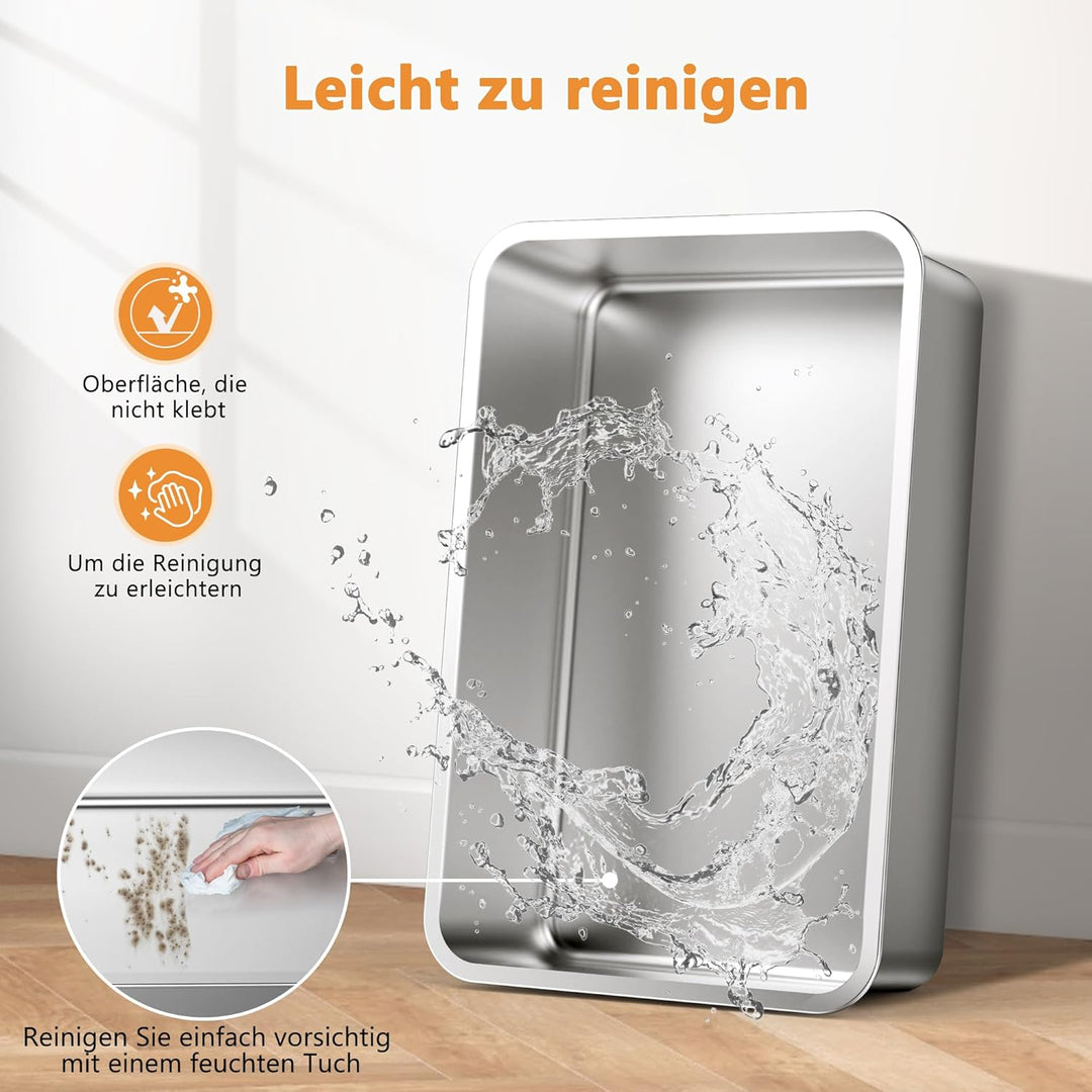 FURTIME Katzenklo Edelstahl XXL, Katzentoilette Edelstahl 35L Grosse Kapazität Auslaufsicher Gegen V