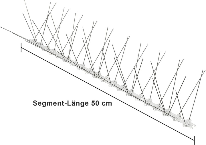 Profi Edelstahl Taubenspikes 5 Reihig - Effektive Taubenabwehr- Vogelabwehr Kunststoffleiste Spikes
