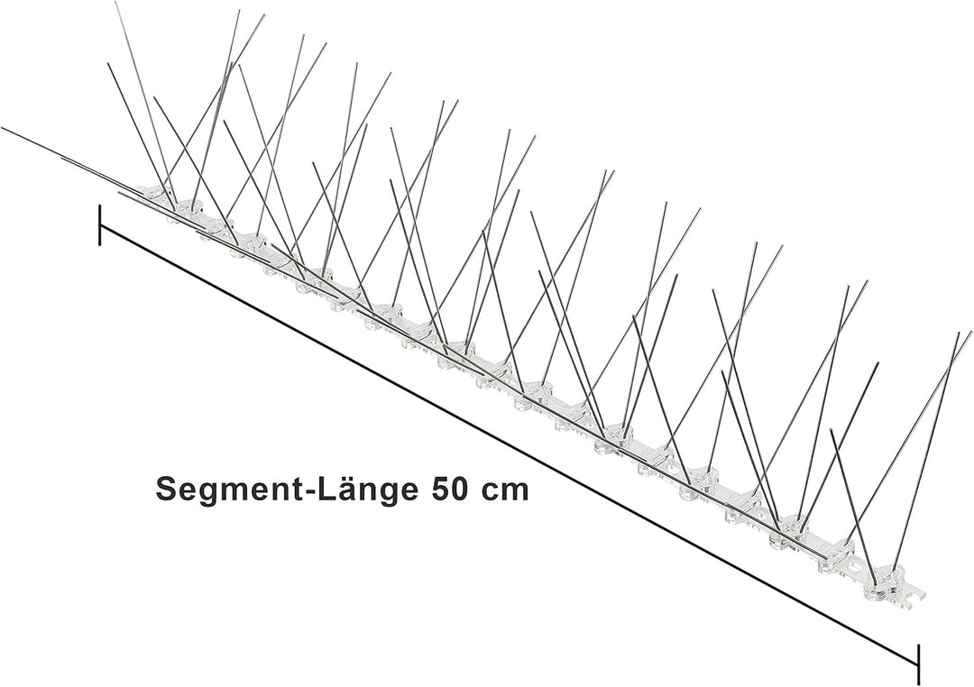 Profi Edelstahl Taubenspikes 5 Reihig - Effektive Taubenabwehr- Vogelabwehr Kunststoffleiste Spikes