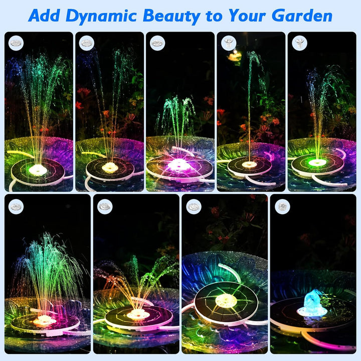 AISITIN 3,5W LED Solar Springbrunnen nur Nachts, mit 3000mAh Akku,Solar Schwimmender Fontäne Pumpe m
