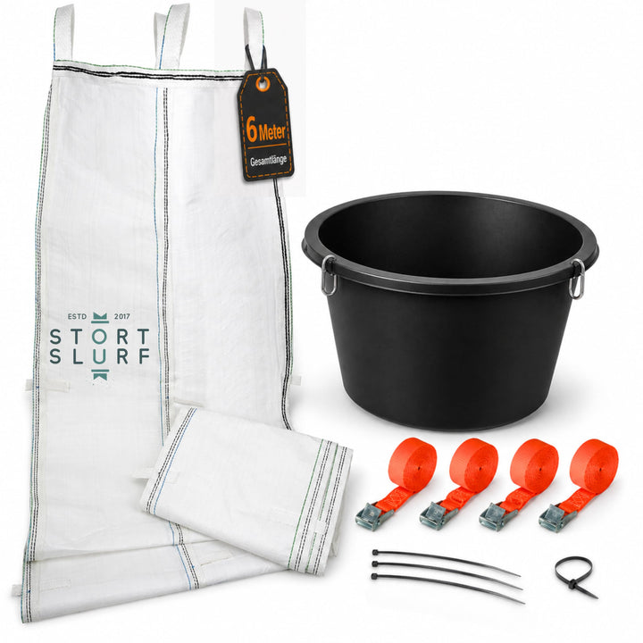 6m flexible Bauschuttrutsche/Stortslurf/inkl. Einfülltrichter, 4x Spanngurt und 20 Säcke/Schuttrohr