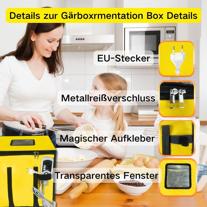 Cloud Fire Dough Proofing Box 150W Heizplatte mit Temperatursteuerung und Faltfunktion – Gärbox für