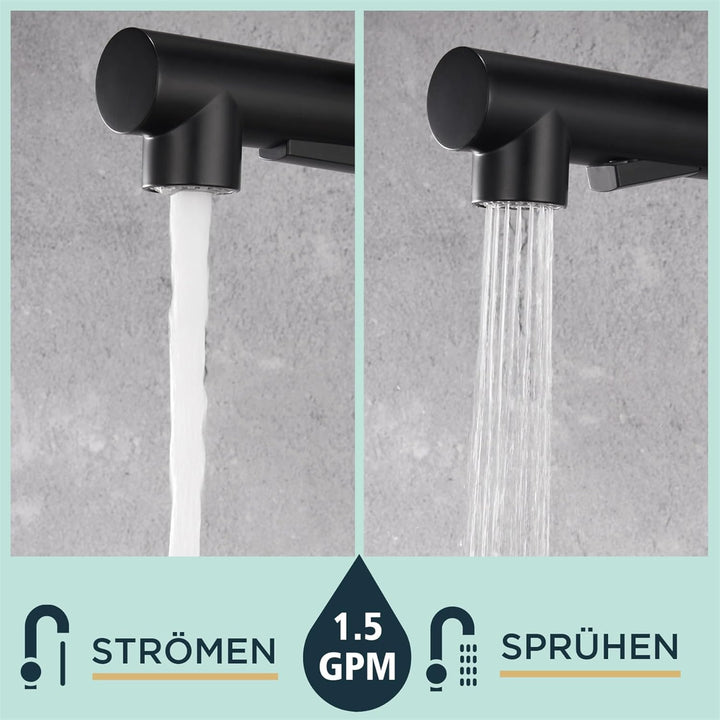 FORIOUS Wasserhahn Küche, Hochdruck Küchenarmatur mit Brause Ausziehbar Armatur, Mischbatterie Spült