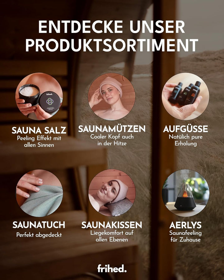 frihed.® Saunasalz Forest Serenity - Hochwertiges Peelingsalz mit Sandelholz Duft - Ideal nach Sauna
