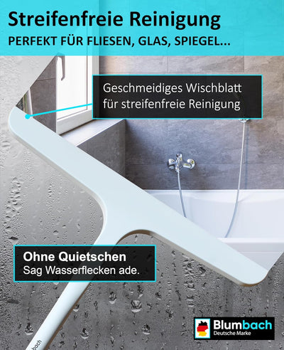 Abzieher Dusche mit Halterung, BLUMBACH® Duschabzieher weiss 28 cm breit Dusch Abzieher Wischer Sili