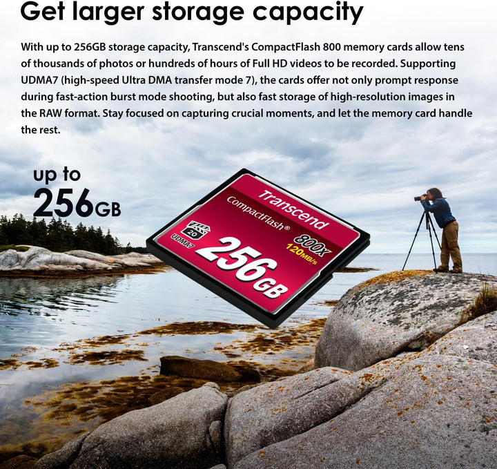 Transcend 128GB CompactFlash 800 Speicherkarte TS128GCF800 128GB CF800x, 128GB CF800x