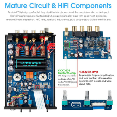 Douk Audio X1 Röhrenverstärker, HiFi Bluetooth 5.0 Verstärker, GE5654 Valve Stereo Audio Amplifier,