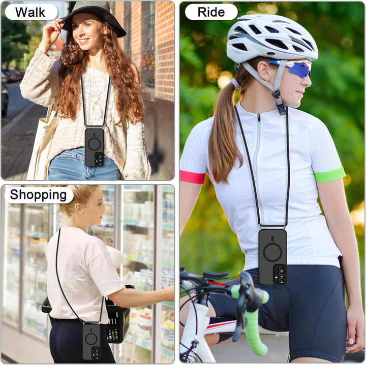 Pnakqil Magnetische Handyband mit Band für Samsung Galaxy S25 5G Hülle -Necklace HandyHülle Durchsch