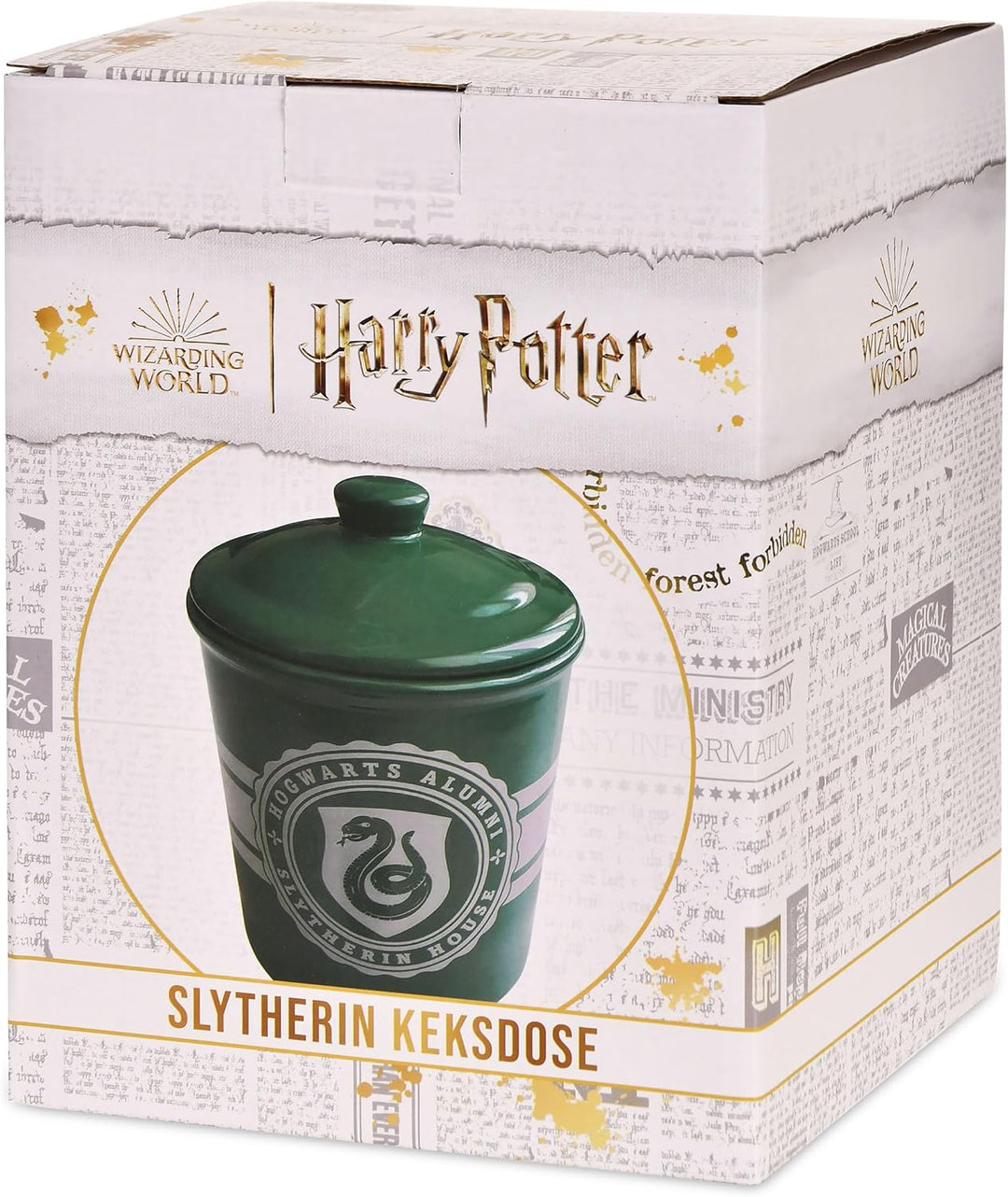 Elbenwald Harry Potter Hogwarts Alumni Keksdose Slytherin - 2,5 x 21,5 x 12,5 cm - mit Schlangen Wap